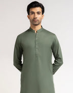 green cotton casual kameez shalwar