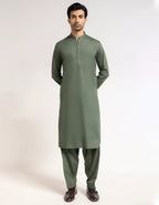 green cotton casual kameez shalwar