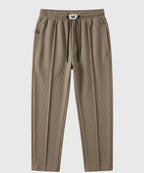 Waffle Knit Elastic Waist Trousers - Coffee Lwr-0694 - Coffee - View 4