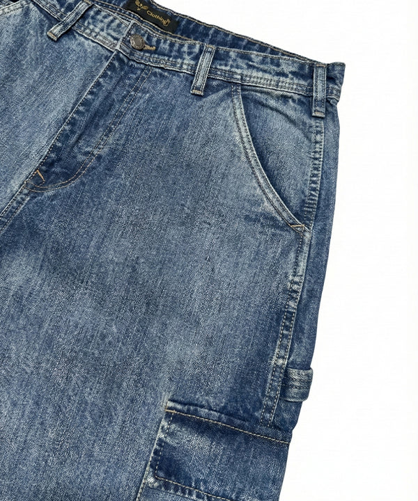 Men's Baggy Carpenter Denim - Wash Blue Jp-2080 - Blue - View 4