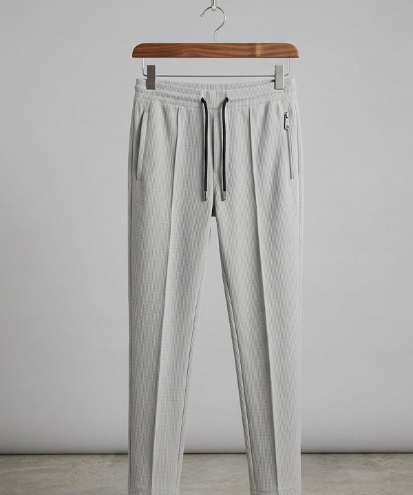 Waffle Knit Elastic Waist Trousers - L Grey Lwr-0694 - Grey - View 4