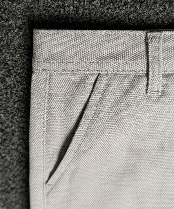 Men’S Summer Cotton Texture Grey Shorts- Br-0102 - Grey - View 4