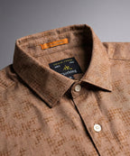 Men's Casual Shirt - Texture Brown Shc-1971 Strech Fabric - Brown - View 4