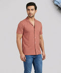 Men’s Pinstripe Drawstring Half Sleeves Shirt– Relaxed Fit - SHC-3067 Maroon Stripe - Maroon - View 1