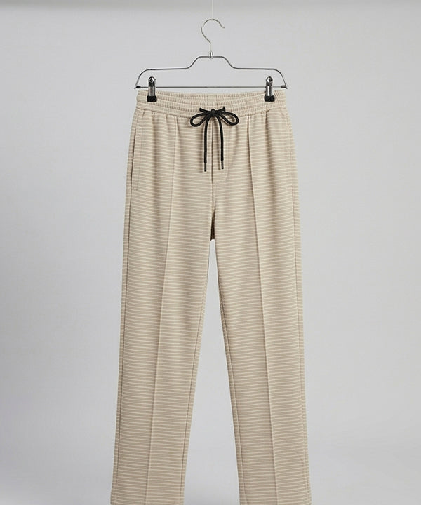 Men’S Pinstripe Drawstring Baggy Trousers- Lwr-0688 Beige Stripe - Beige - View 3