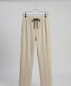 Men’S Pinstripe Drawstring Baggy Trousers- Lwr-0688 Beige Stripe - Beige - View 3
