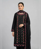 Women's Eastern Black Embroidered 3-piece 0004