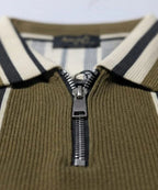 MEN'S T-SHIRT COLLAR GREEN STRIPE Old Money TSH-7161