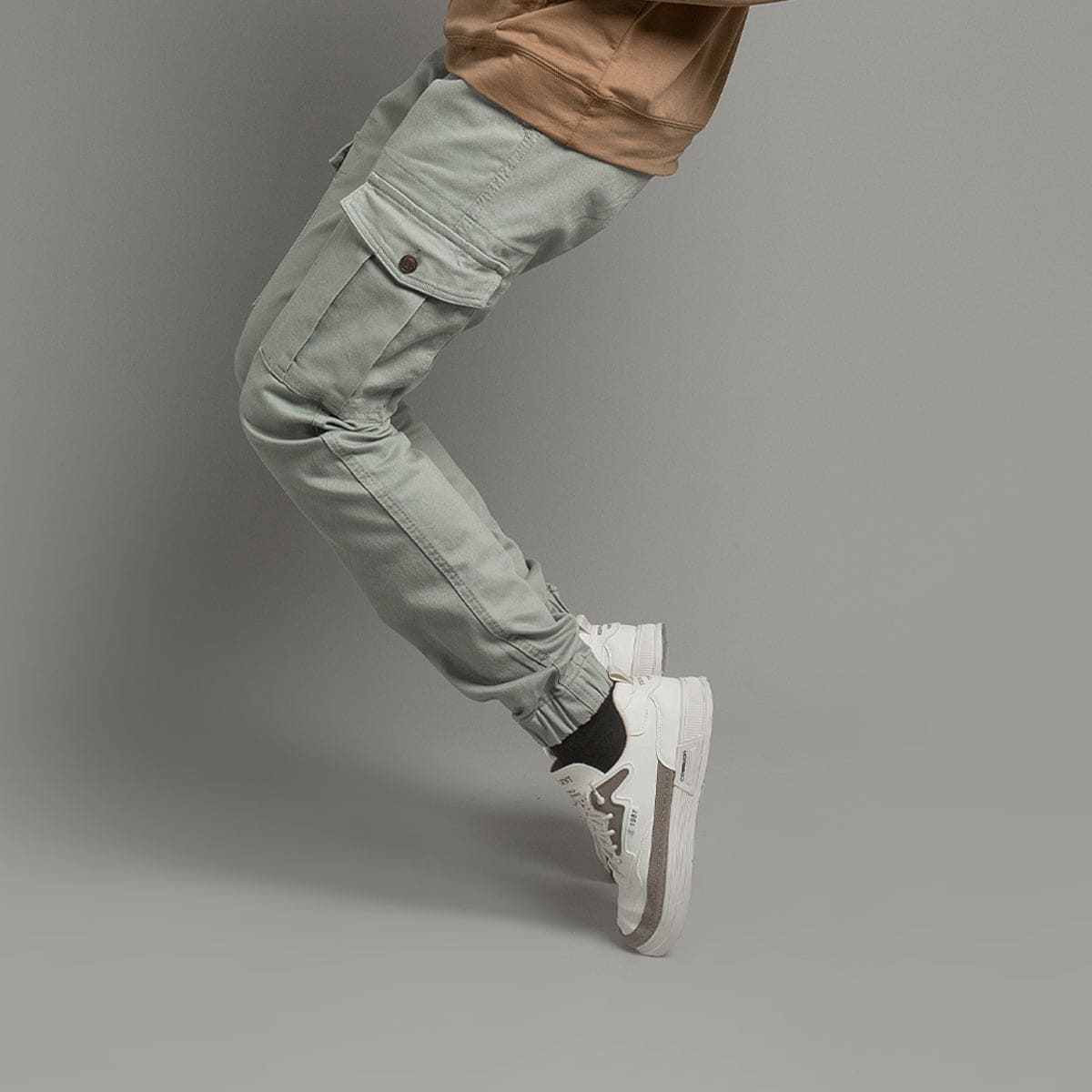 Men'S Cargo Trousers - Light Grey Lwr-0484 - Grey - View 1