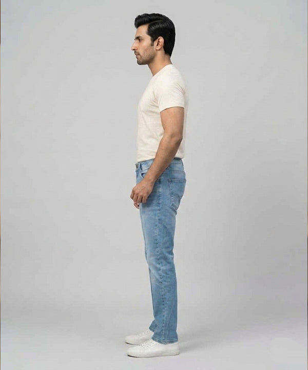 Men's Denim Tailored Fit- JP-2213 Ice Blue - Blue - View 4