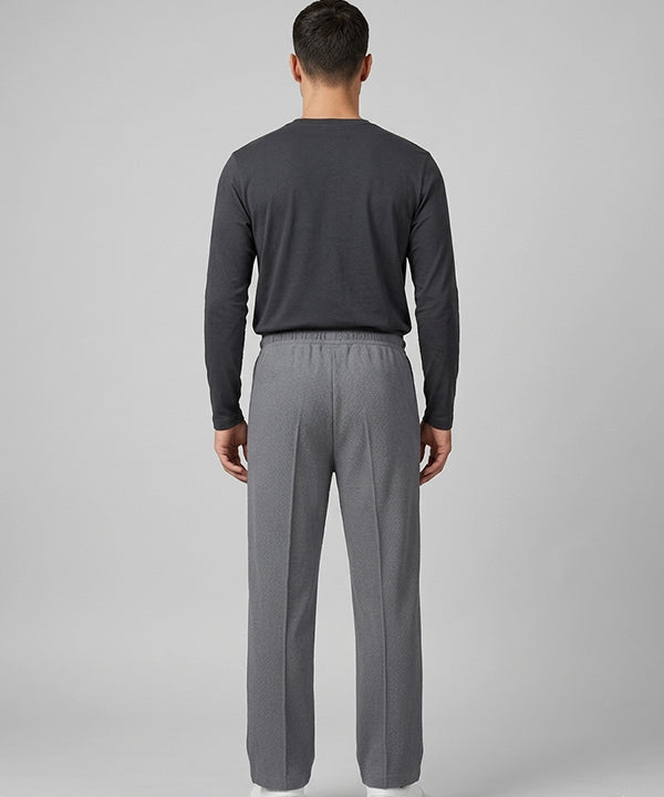 Waffle Knit Elastic Waist Trousers - D Grey Lwr-0694 - Grey - View 4
