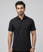 Men's Casual Black Half Sleves Shc-2073