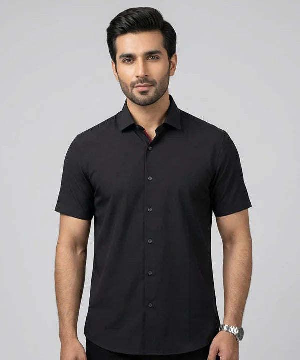 Men's Casual Black Half Sleves Shc-2073