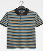 MEN'S T-SHIRT COLLAR BEIGE STRIPE BASIC TSH-5916