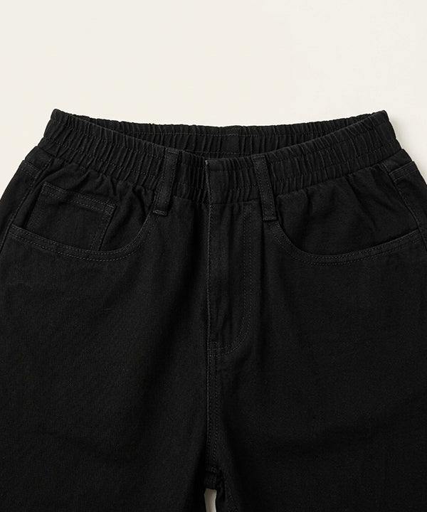 Elastic Waist Straight Fit Denim Jp-2229 Black - Black - View 4