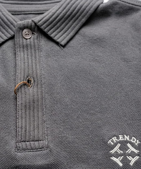 Premium Ribbed Collar Basic Polo T-Shirt Grey TSH-7162