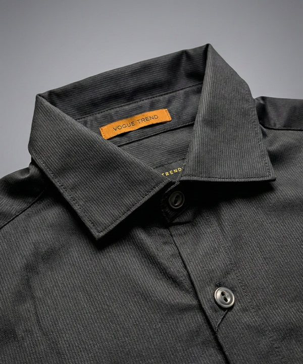 Men's Casual Shirt - Black Stripe Shc-1972 Strech Fabric - Black - View 4