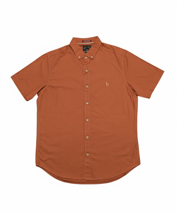 Men's Casual Shirt Half Sleeves - Rust Shc-1927 Strech Fabric - Rust - View 4