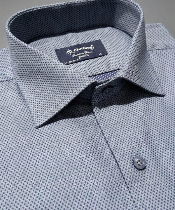 Men'S Dress Shirt - Navy Dotted Dsh-0287 - Navy - View 4