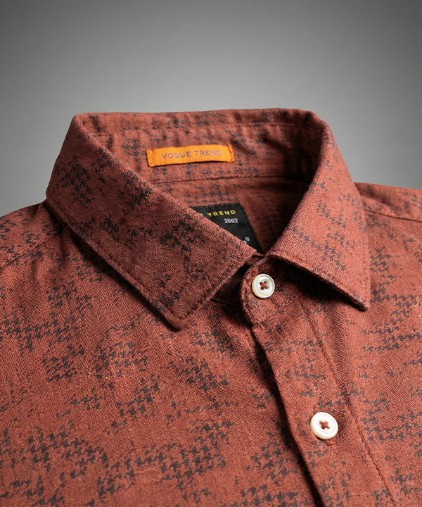 Men's Casual Shirt - Texture Maroon Shc-1972 Strech Fabric - Maroon - View 4