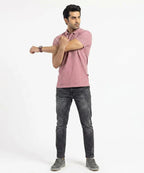 A|X Logo Self-Textured Basic Polo T-Shirt TSH-7163 T-Pink