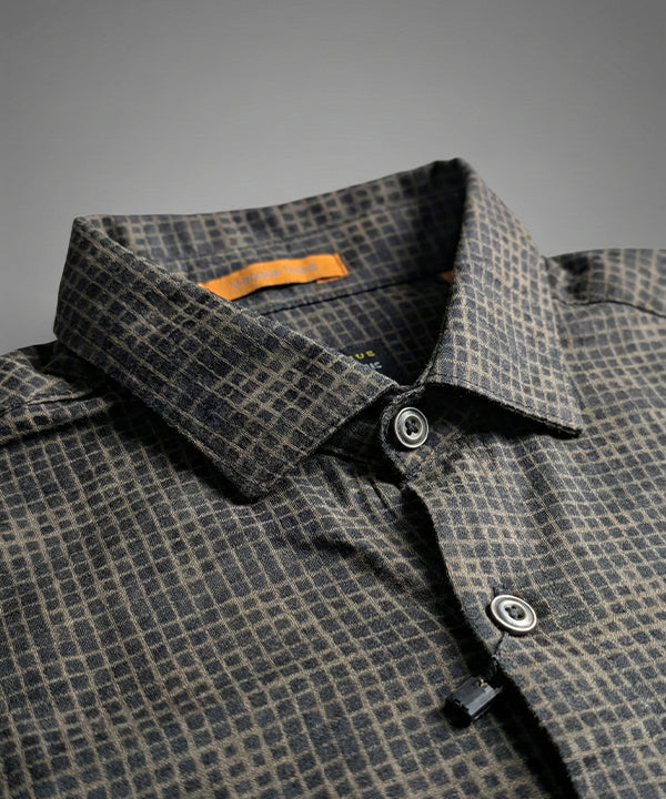 Men's Casual Shirt - Texture Black Shc-1971 Strech Fabric - Black - View 4