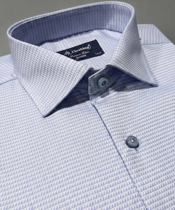 Men'S Dress Shirt - Texture Blue Dsh-0287 - Blue - View 4