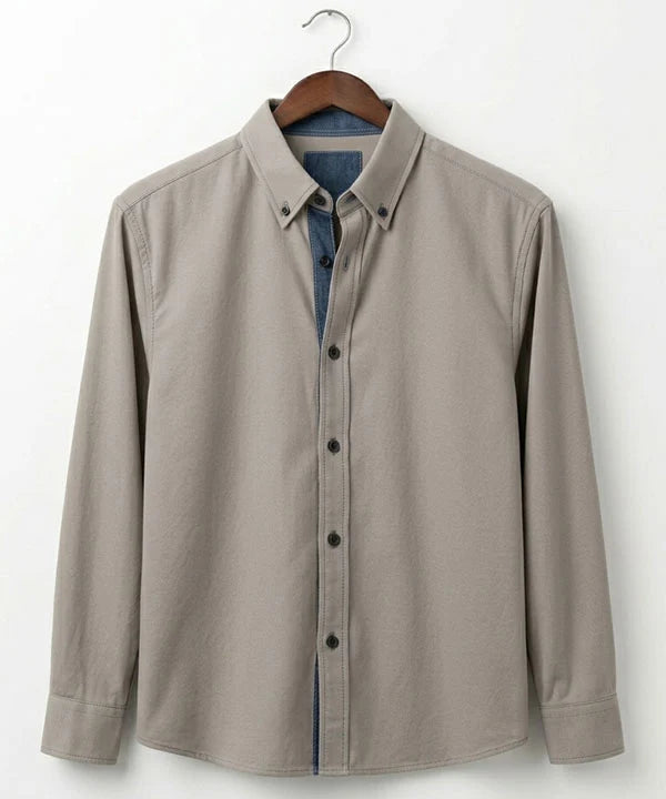 Men's Casual Shirt - L Grey Stripe Shc-1619 ORG ( H )