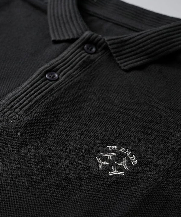 Premium Ribbed Collar Basic Polo T-Shirt Black TSH-7162