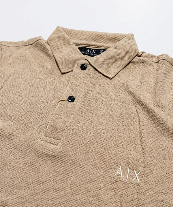 A|X Logo Self-Textured Basic Polo T-Shirt TSH-7163 Beige