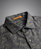 Men's Casual Shirt - Texture Black Shc-1972 Strech Fabric - Black - View 4