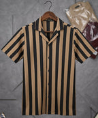 Men's Casual Shirt Half Sleeves - SHC-3069 Brown Stripe ( ORG ) - Brown - View 4