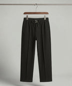 Waffle Knit Elastic Waist Trousers - Black Lwr-0694 - Black - View 4