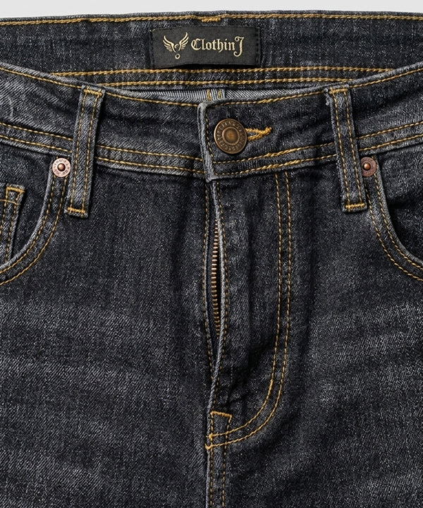 Men's Denim Tailored Fit- JP-2210 D-Grey - Red - View 5