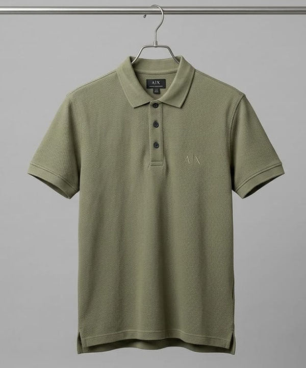 A|X Logo Self-Textured Basic Polo T-Shirt TSH-7163 Olive