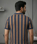 Men'S T-Shirt Collar Navy Stripe Tsh-7160 - Navy - View 4