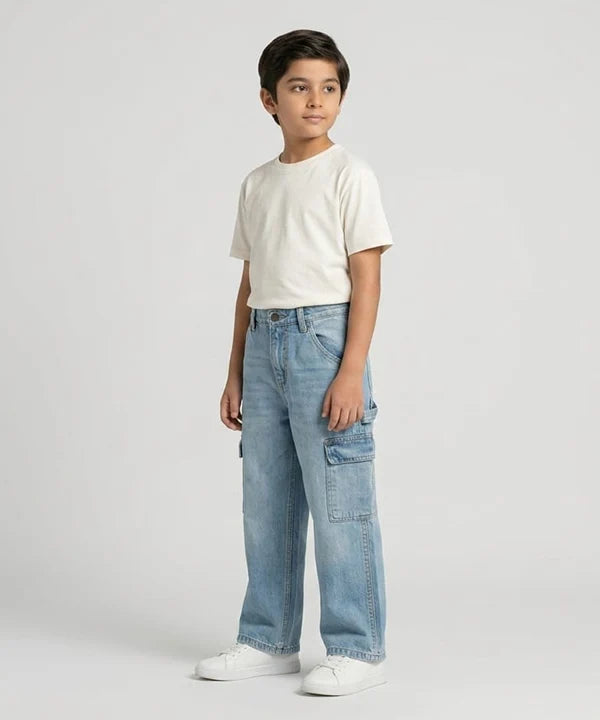 Boys Carpenter Baggy Fit Jeans- BJP-0273 L-Blue