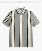 MEN'S T-SHIRT COLLAR GREY STRIPE Old Money TSH-7161