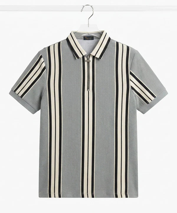 MEN'S T-SHIRT COLLAR GREY STRIPE Old Money TSH-7161