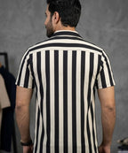 Men's Casual Shirt Half Sleeves - SHC-3069 Black Stripe ( ORG ) - Black - View 5