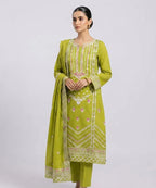 Women's Eastern Lime Green Embroidered 3-piece 0004