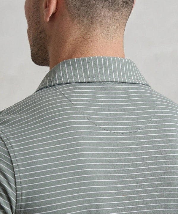 Men’s Pinstripe Drawstring Half Sleeves Shirt– Relaxed Fit - SHC-3067 Green Stripe - Green - View 3