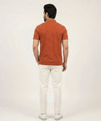 Premium Ribbed Collar Basic Polo T-Shirt Rust TSH-7162