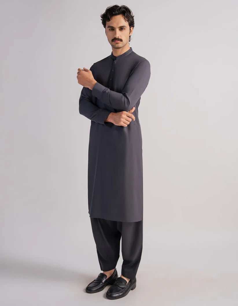 dark grey formal kameez shalwar