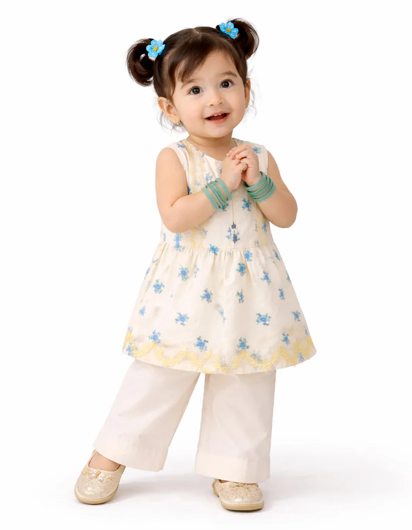 off white lawn schiffli stitched 2pc