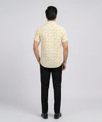 Men's Casual Printed Yellow Half Sleves Shc-1777