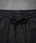 Men’S Pinstripe Drawstring Baggy Trousers- Lwr-0688 Black Stripe - Black - View 4