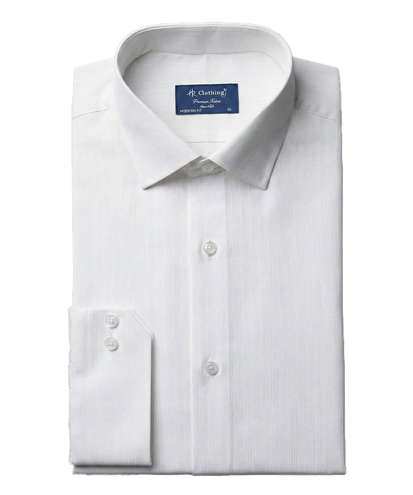 Men'S Dress Shirt - White Stripes Dsh-0289 - White - View 5