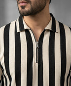Men'S T-Shirt Collar Black Stripe Tsh-7160 - Black - View 5