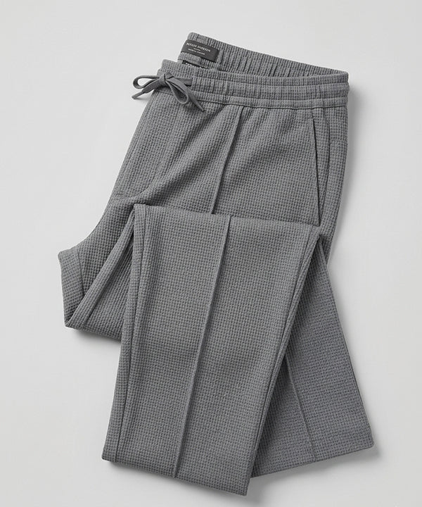 Waffle Knit Elastic Waist Trousers - D Grey Lwr-0694 - Grey - View 5